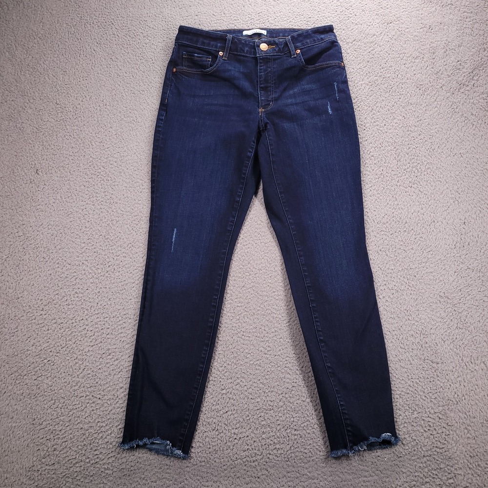 LOFT Jeans Womens‎ Size 28/6 Skinny Ankle Mid Rise Frayed Hem Dark Wash Denim